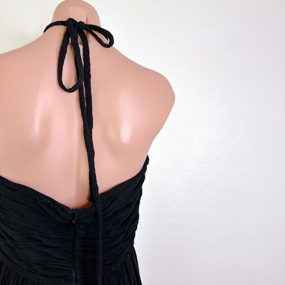 Dress The Population Aura Chiffon Halter Maxi Dress Evening Date Black M NWT - Picture 7 of 13
